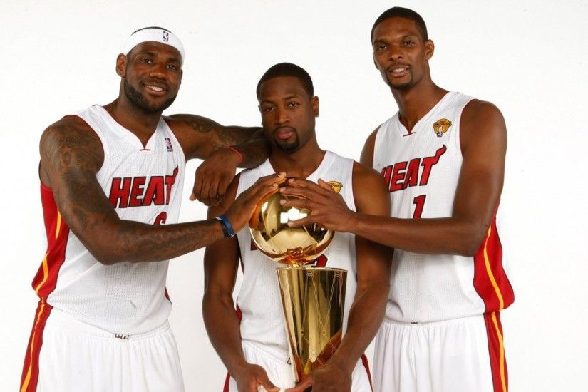 Wade and LeBron back in their Heat days (w/Chris Bosh)