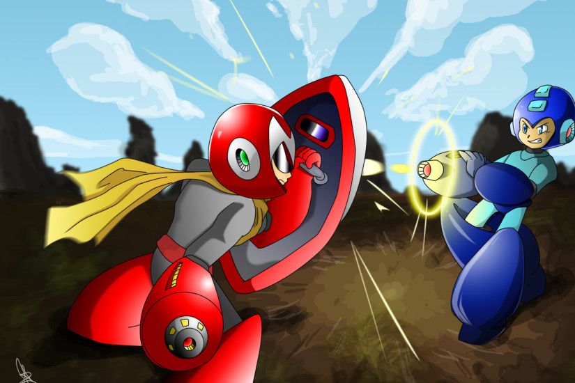 Protoman vs Megaman! by exleydragon on deviantART