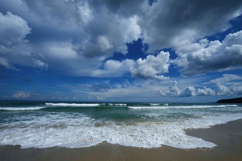 Beaches Sea Sky Clouds Ocean Waves Screen Background Nature