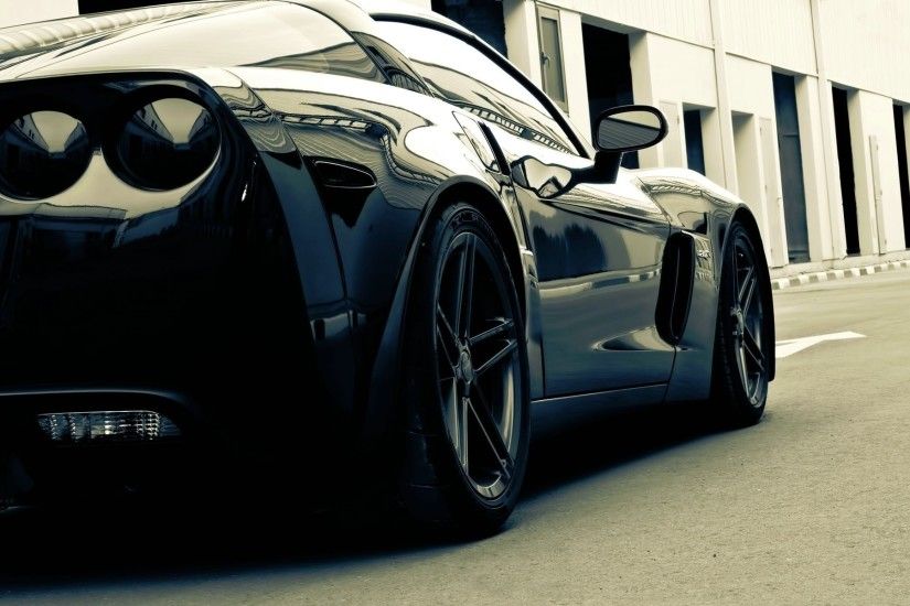 Corvette black back view HD Widescreen Wallpaper wallpapers