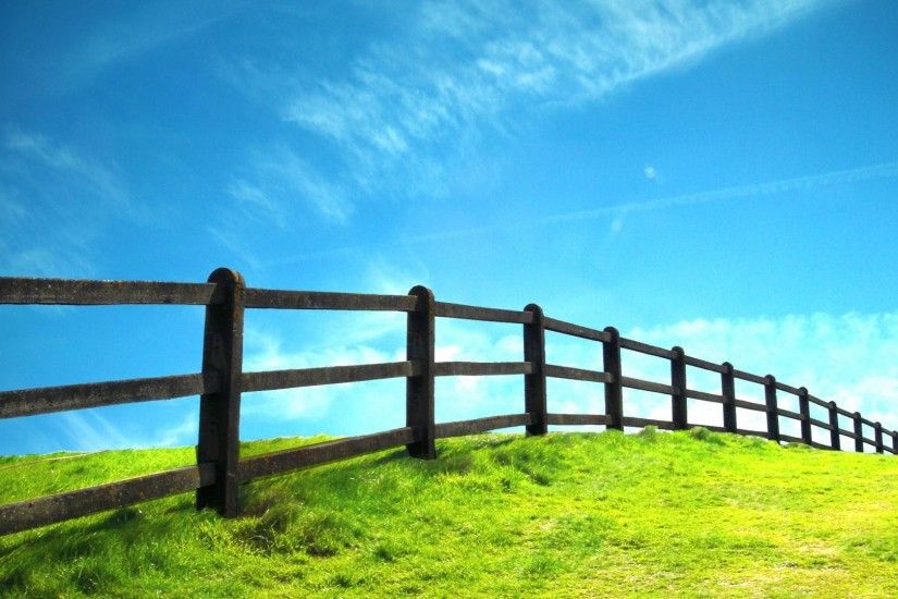 1920x1080 hd Grassland and fence nature scenery background wide wallpapers :1280x800,1440x900,1680x1050