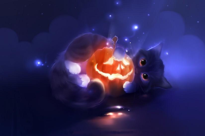 Holiday - Halloween Dark Cat Pumpkin Wallpaper