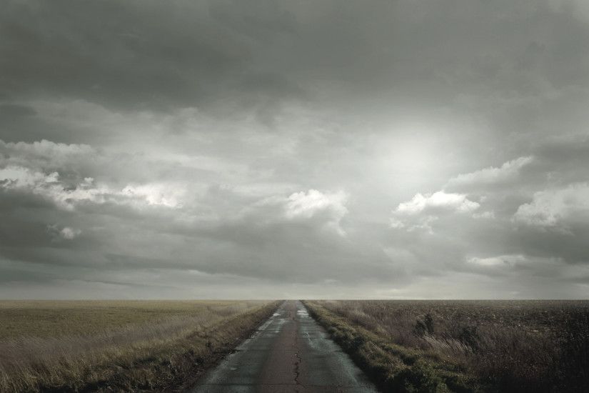 2560x1600 Wallpaper road, field, clouds, cloudy, horizon