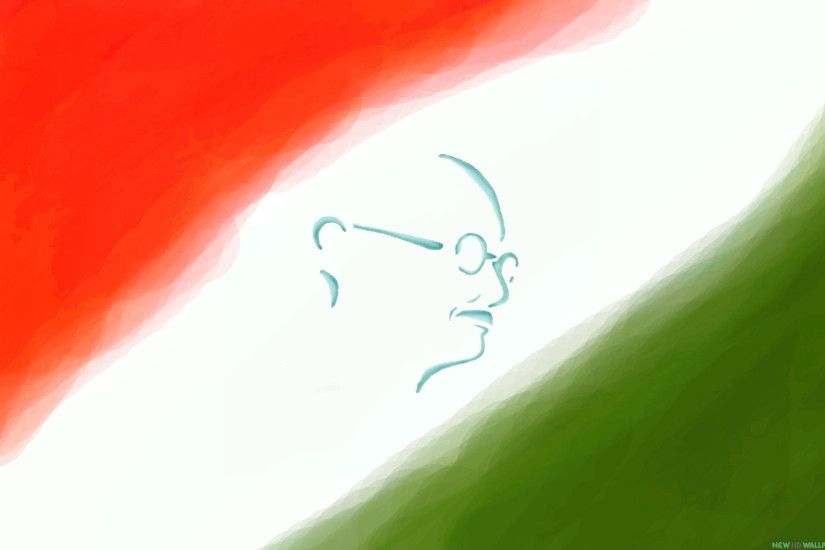 Beautiful Flag with mahatma ghandiji photo