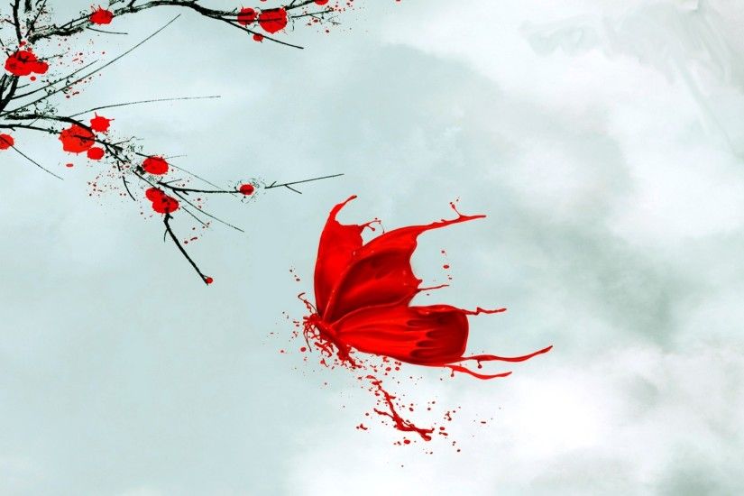 Red Butterfly Flowers Japanese wallpapers and stock photos