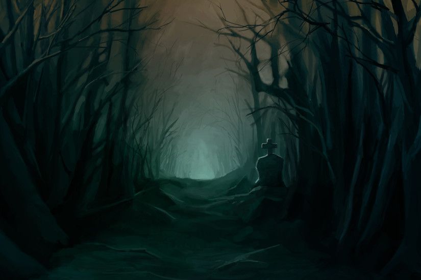 Dark Halloween Trees Forest Woods Night Scary Spooky Creepy Picture