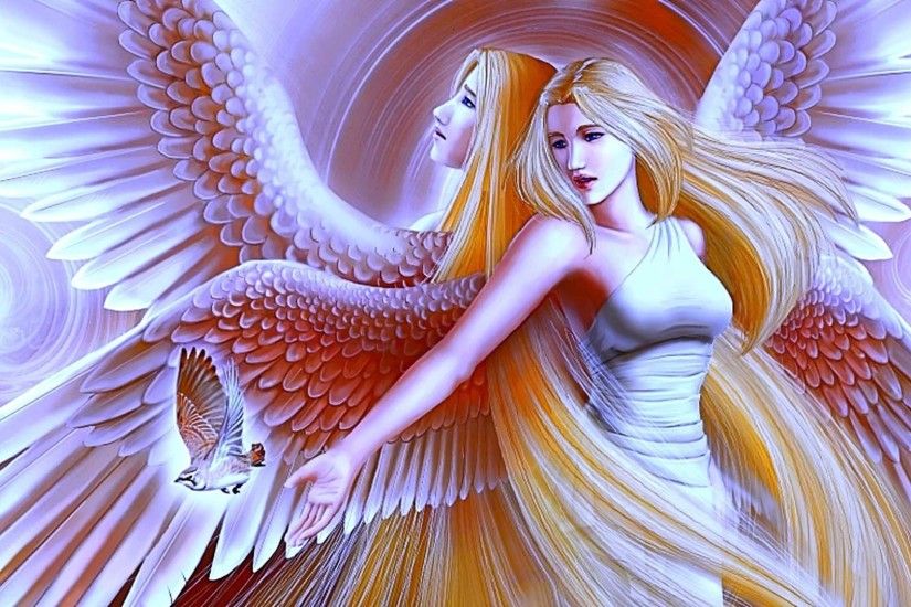 Beautiful large wing angels wallpaper.