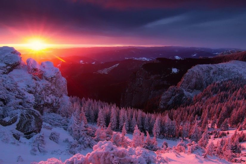 Preview wallpaper alps, mountains, winter, sunset 2560x1440