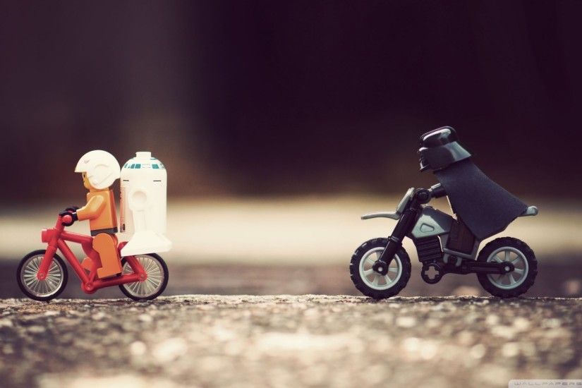 star wars lego imperial luke vs vader bike chase