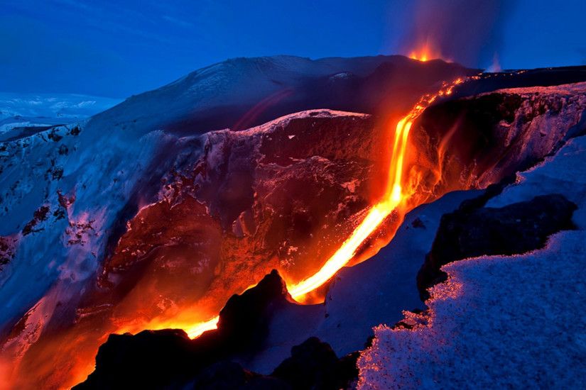 bright, disaster, explosion, landscapes, fresh, flames, peace, fire,  lava,nature cool, snow, hd landscape images,nature, color, sky, volcano  Wallpaper HD