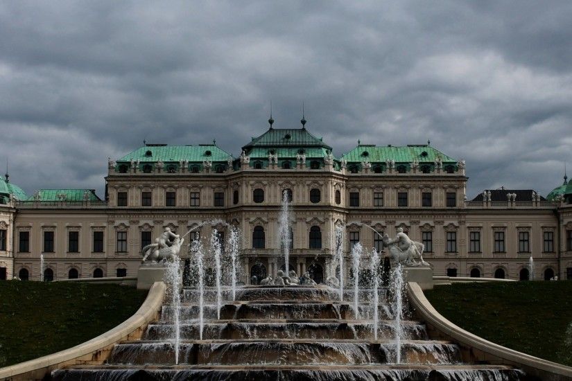 Download now full hd wallpaper belvedere fountain budapest overcast ...