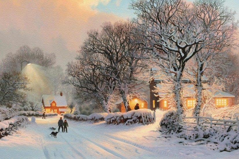 Winter in the village wallpaper