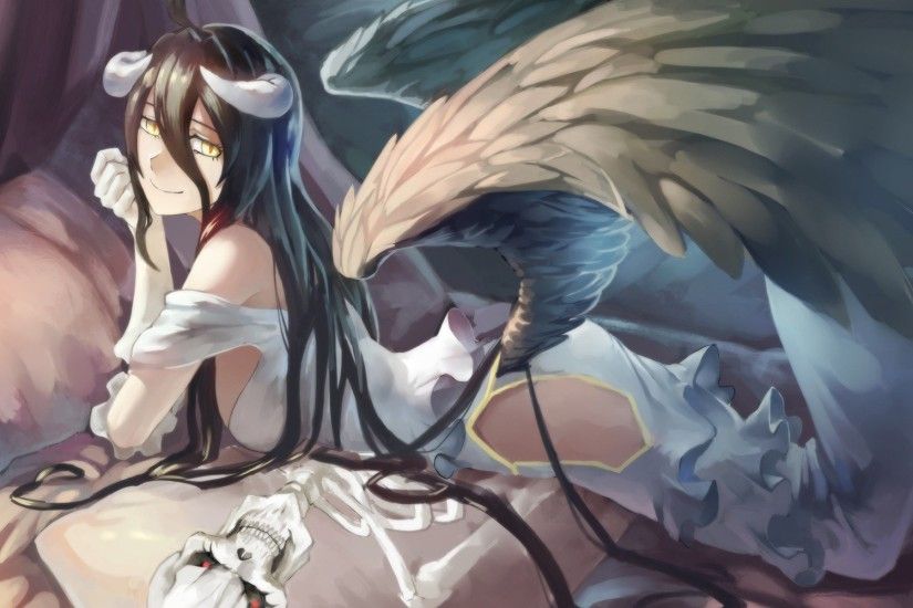 long hair, Anime, Anime girls, Overlord (anime), Albedo (OverLord), Black  hair, Wings, Yellow eyes, Horns HD Wallpapers / Desktop and Mobile Images &  Photos
