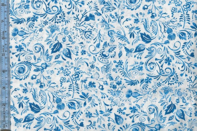 Blue Garden - navy blue floral and leaves on white background ...