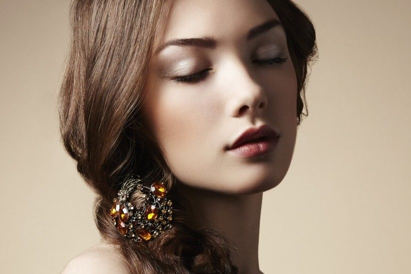Women - Face Woman Girl Jewelry Brunette Wallpaper