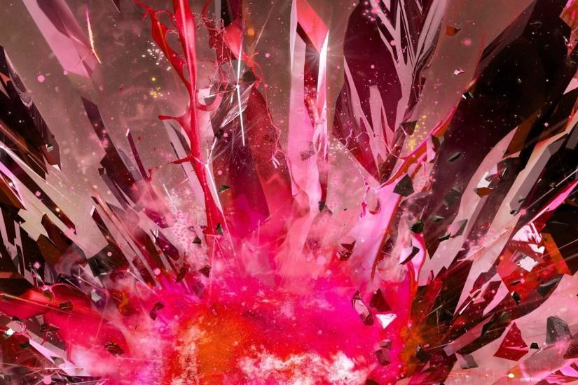 Pink exploding crystals wallpaper 1920x1080 jpg