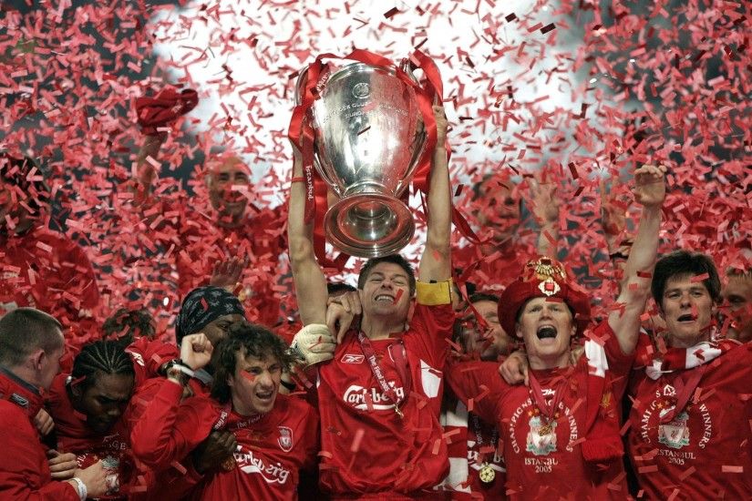 eurofinal 2005 champions league uefa steven gerrard captain liverpool fc  england liverpool vs milan italy istanbul