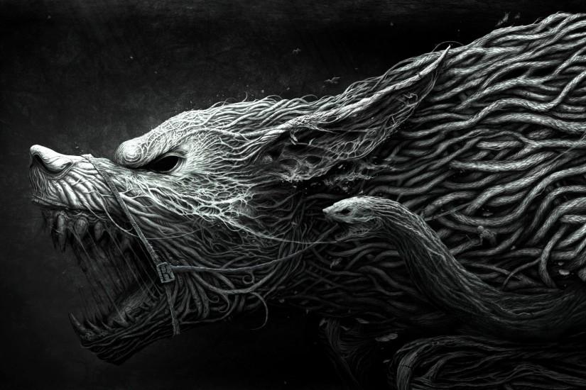 Drawing, Aggression, Black, White Wallpaper, Background Full HD 1080p .