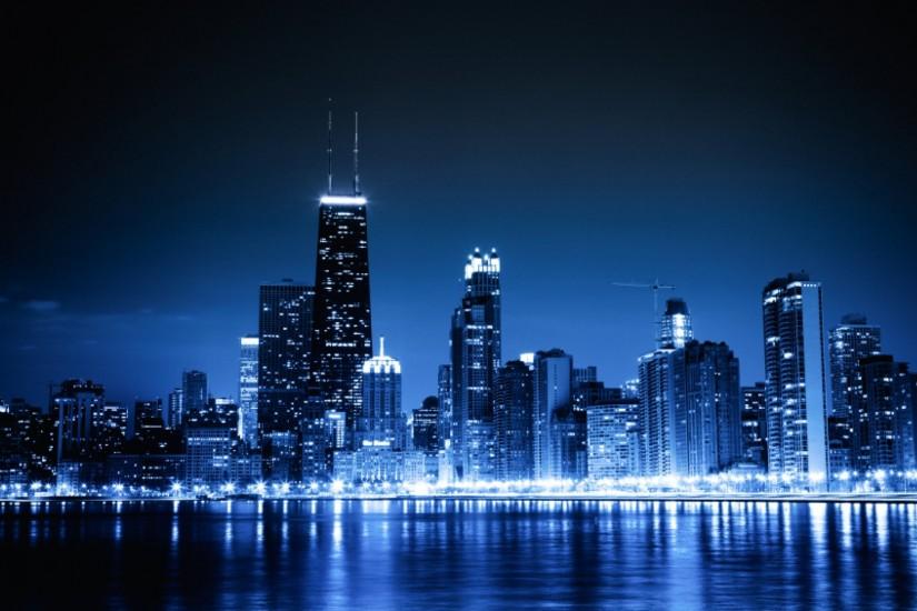 Chicago Blue Skyline Wallpaper