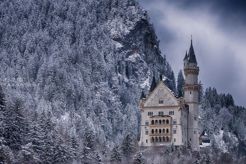 nature, Landscape, Winter, Snow, Architecture, Castle, Tower, Trees,  Forest, Rock, Neuschwanstein Castle, Germany, Mountain Wallpapers HD /  Desktop and ...