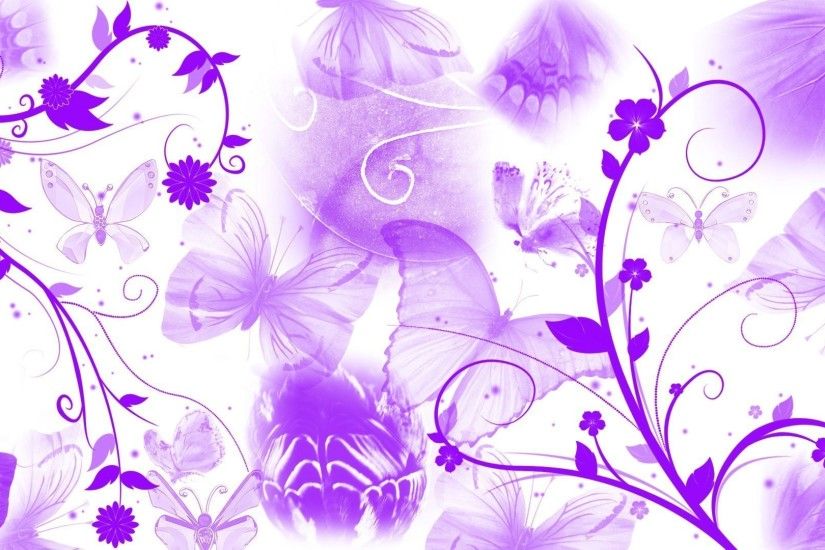 Purple butterflies and swirling flowers wallpaper