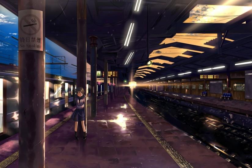 School uniforms alone trains skirts train stations blush vehicles anime  crying anime girls wallpaper | 1920x1200 | 11885 | WallpaperUP