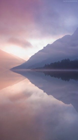 sky, lake, violet, water, mountain, sunset, wallpaper, iPhone,