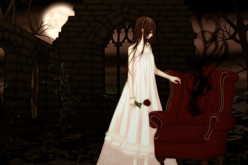 2048x1152 Wallpaper vampire knight, yuki cross, chair, girl, dress, flower