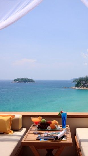 Summer Breakfast Ocean View iPhone 6 Plus HD Wallpaper
