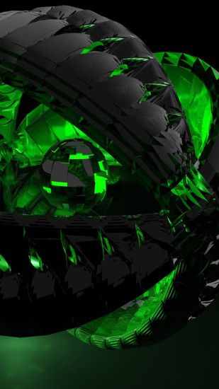 3D black and green Galaxy S6 Wallpaper