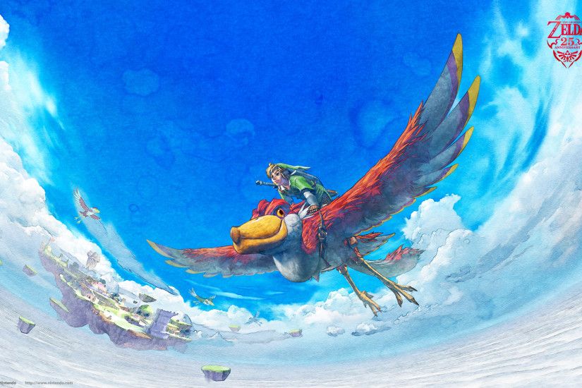 The Legend of Zelda Wallpaper (Skyward Sword) – Bird and Link Soar In the  Sky and Clouds