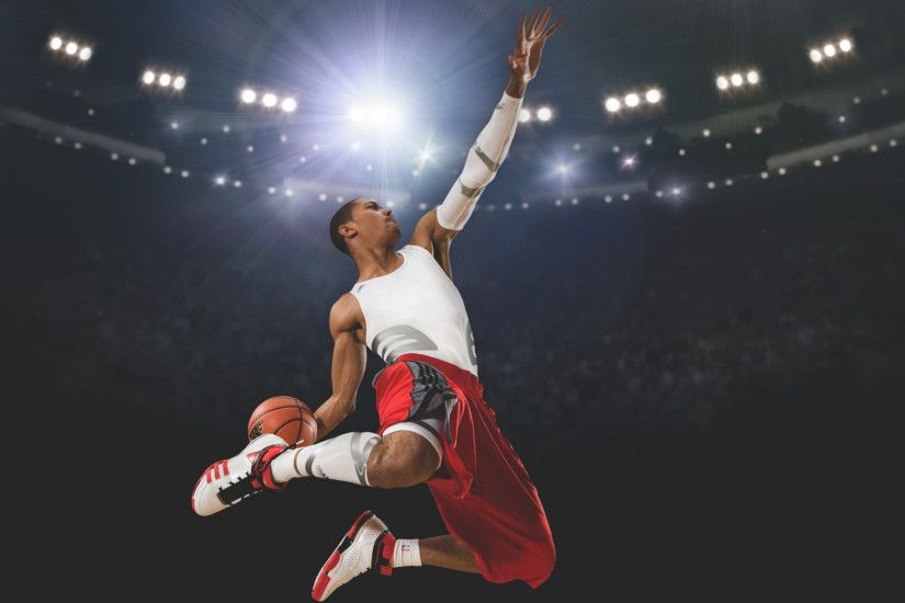 2560x1600 Wallpaper derrick rose, slam dunk, basketball