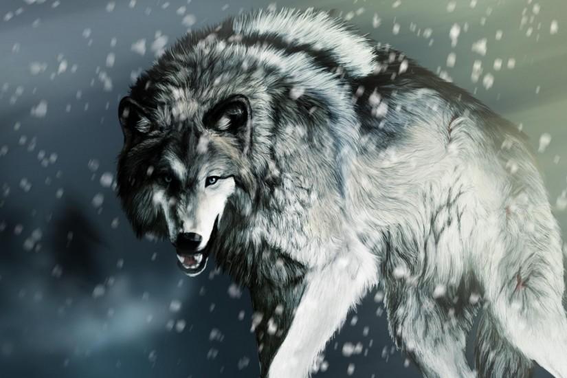 White Wolf Snow Pictures HD Wallpaper of Animals - hdwallpaper2013.com