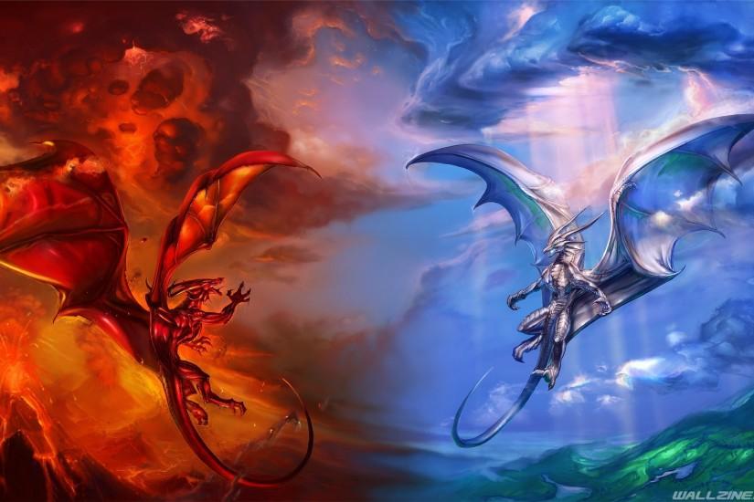 Heaven And Hell Dragons Wallpaper