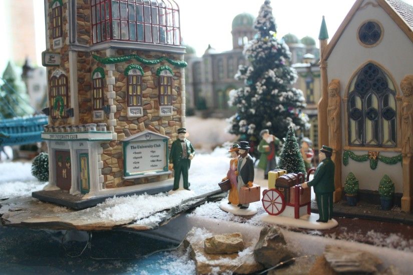 In this next photo, notice the courthouse in the background and the  Roebling suspension bridge to the left? christmas village ...