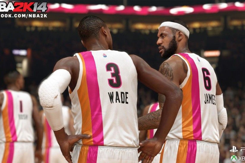 Dwyane Wade & LeBron James, Miami Heat, NBA 2K14 - 1920x1080 .