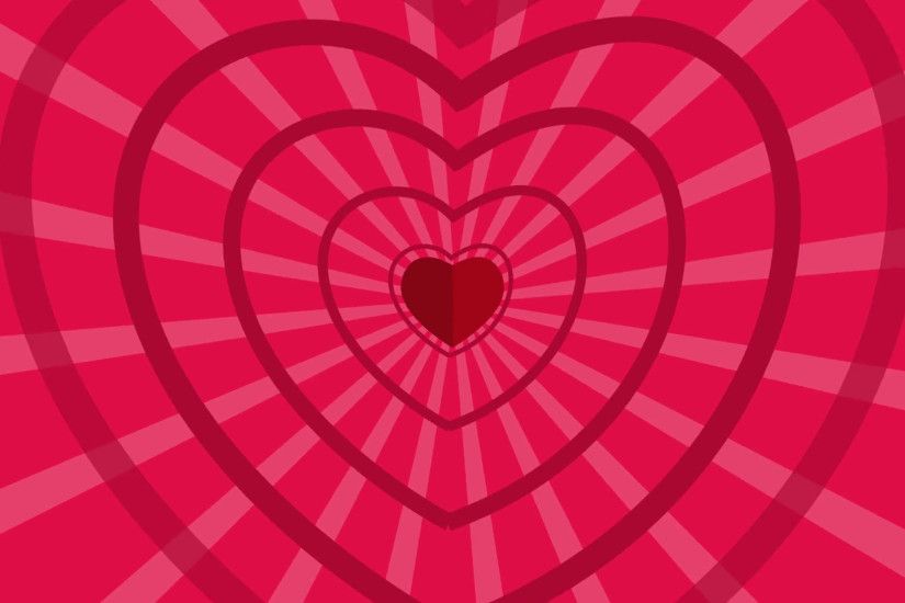 Seamless Looping Red and Pink Heart Animated Background. Cartoon animation  of Red hearts with sunburst background for your logo or text.