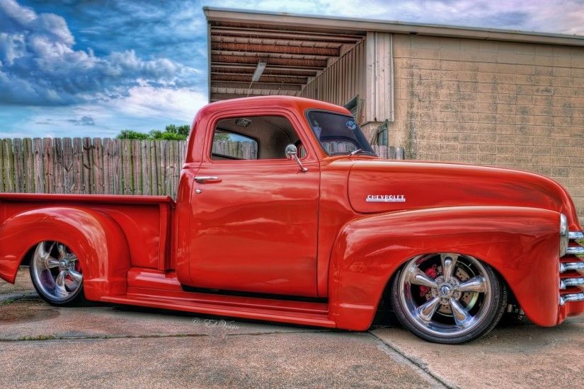 hdr chevy lowrider red red truck