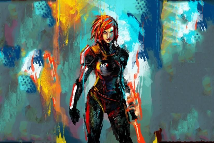 Video Game - Mass Effect Commander Shepard Artistic Colors Wallpaper