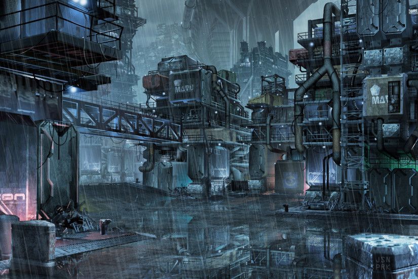 Cyberpunk slums of the future wallpaper