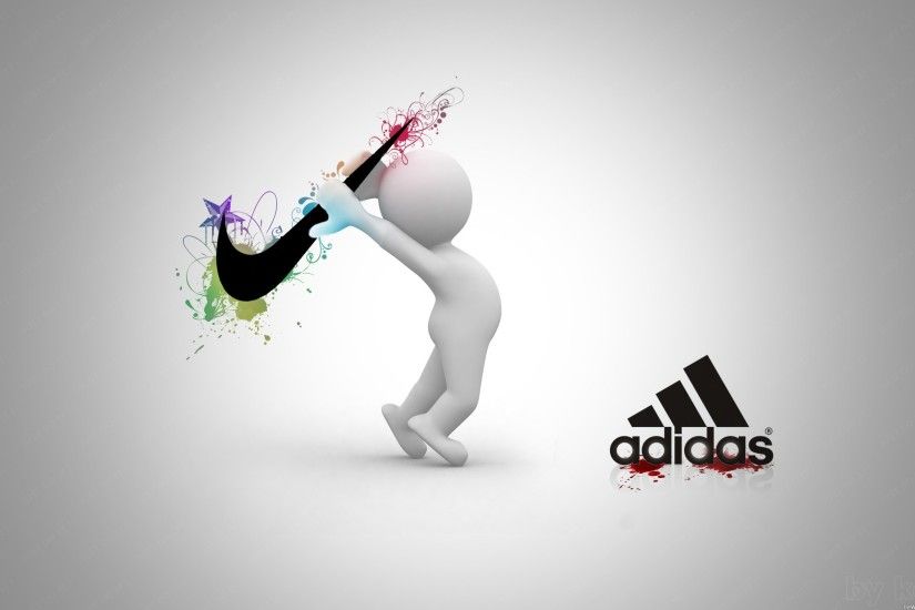 funny nike and adidas logo brands wallpaper desktop