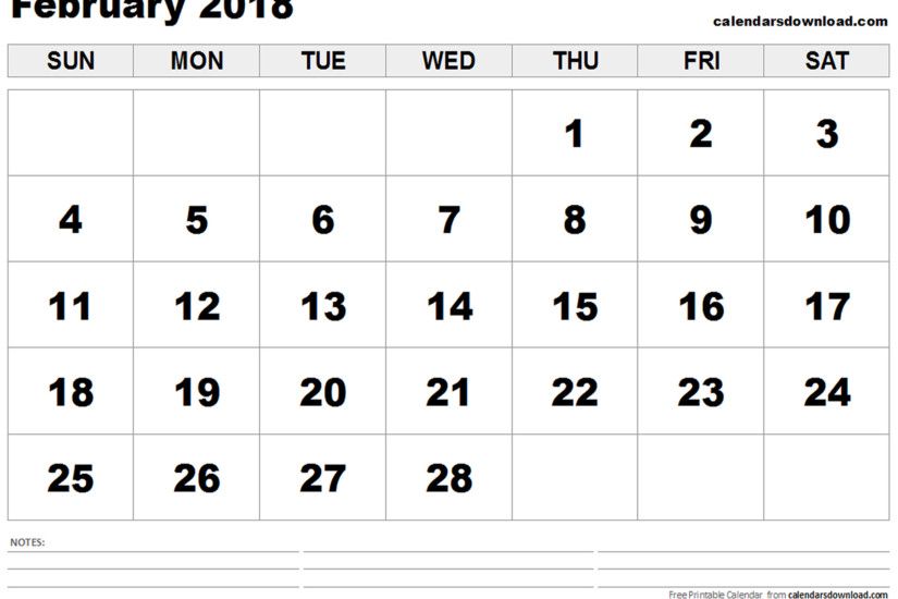February 2018 Calendar Template | yearly calendar template