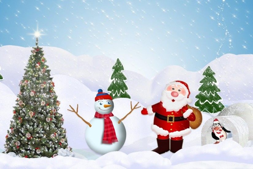 Download Wallpaper 3840x2160 Tree Santa Claus Snowman