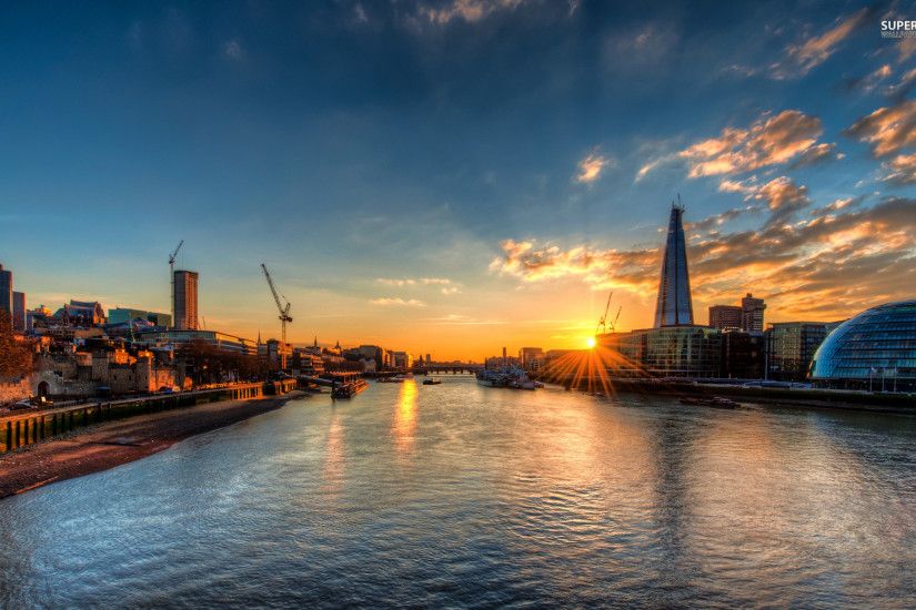 Sunset over the river Thames wallpaper 1920x1200