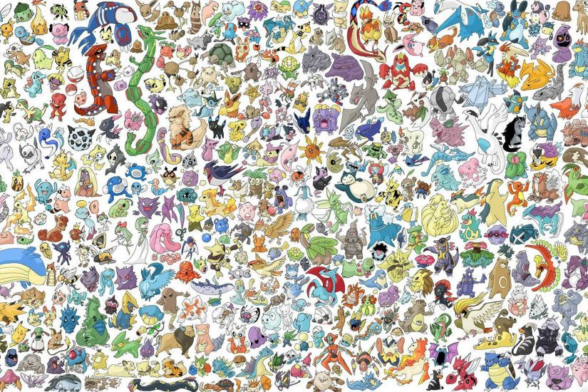 Pokemon characters gathering wallpaper