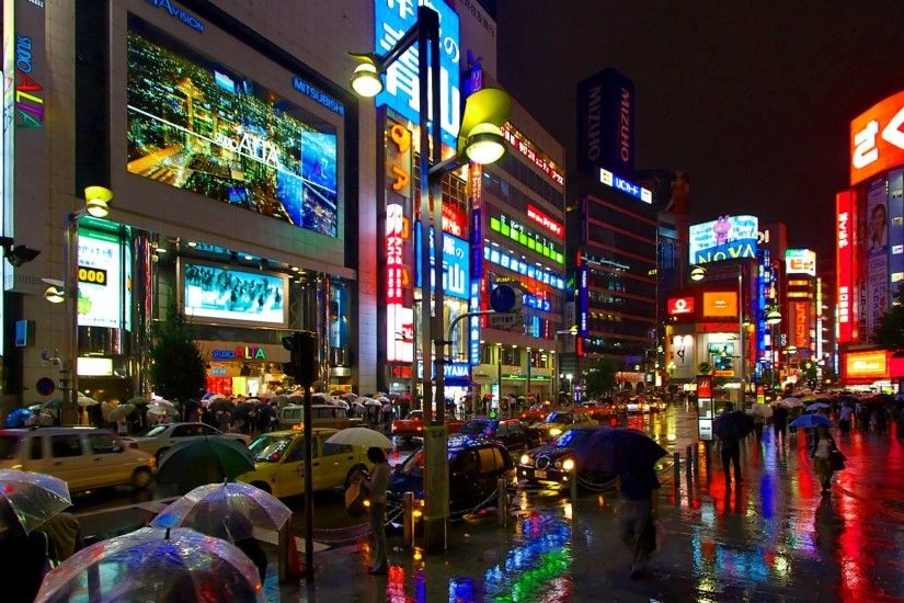 Japan City Streets At Night