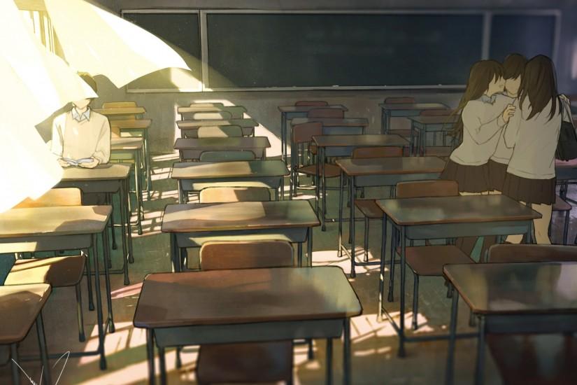 classroom, Anime, Original Characters, School Uniform Wallpaper HD