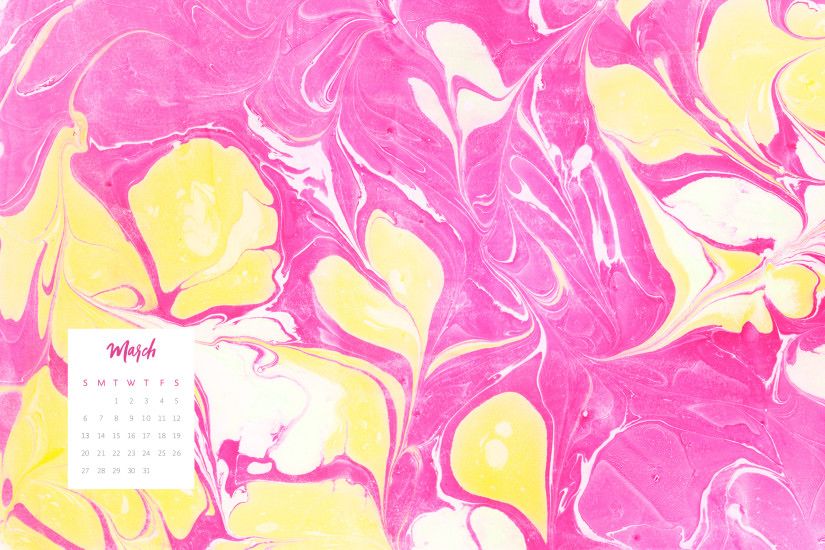 click here to download Pink and Yellow Marble Calendar Desktop