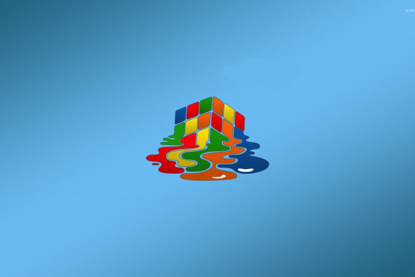 Melting Rubik's cube wallpaper