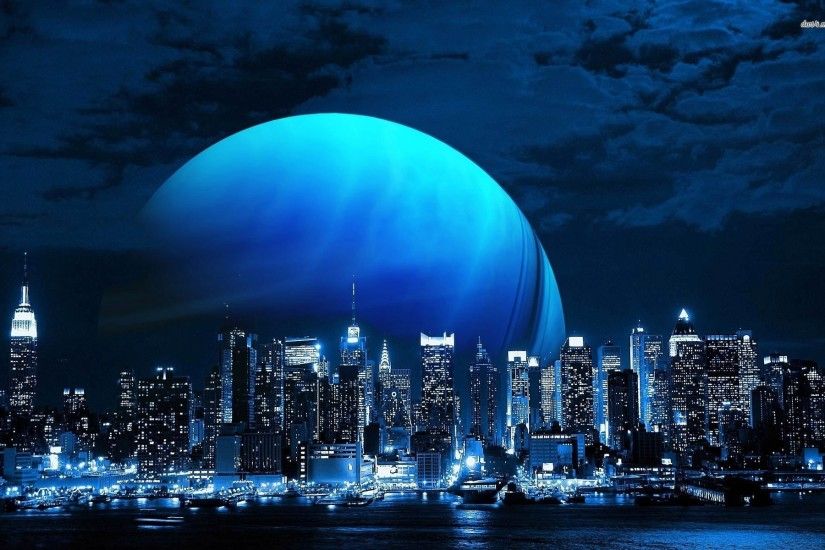 Blue Planet Over The New York City Skyline